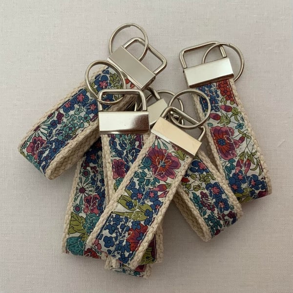 Liberty Floral Key Fob: Embroidered Fabric Keyring