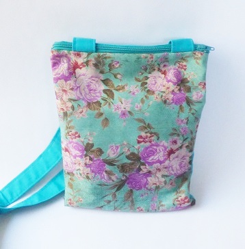Turquoise and pink floral cross body small bag