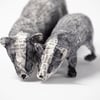 Bron and Bridget European Badgers Paper Mache Sculpture
