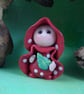 Tiny Fly Agaric Toadstool Gnome 'Ella' 1.5" OOAK Sculpt by Ann Galvin