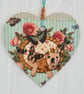 Decoupaged Wooden Hanging Heart - Bulldogs