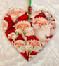 Christmas Decoration Ornament: Decoupaged Wooden Heart 15cm (6") Santa