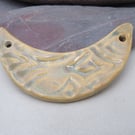 Old Gold Celtic Ceramic Crescent Bib Pendant