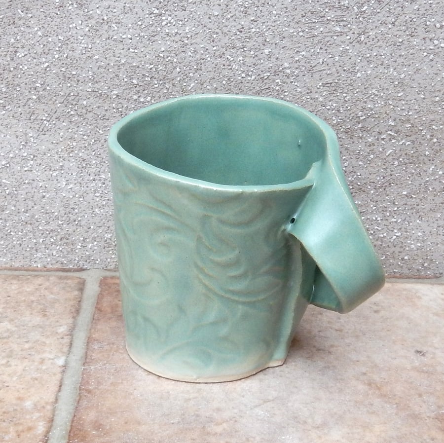 Coffee mug tea cup in textured stoneware handmade ceramic pottery
