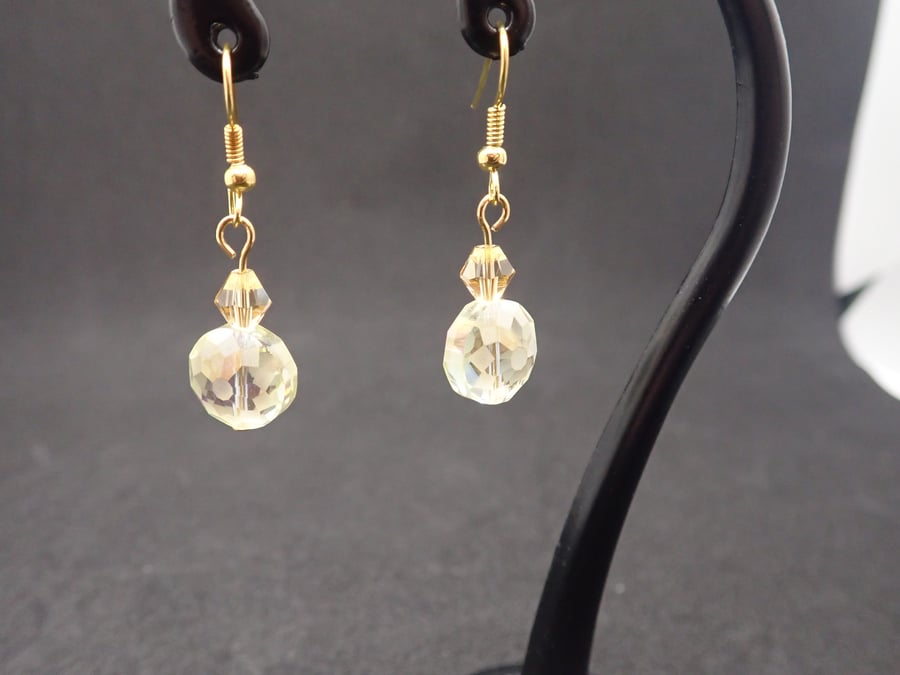 Gold and champagne beaded earrings
