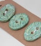3 Medium Oval Verdigris Green Brocade Pattern Handmade Ceramic Buttons - Image 8