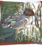 A Duck (Teal) standing by waters edge cushion - Image 1