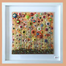 HANDMADE FUSED GLASS 'IN THE GARDEN' PICTURE.