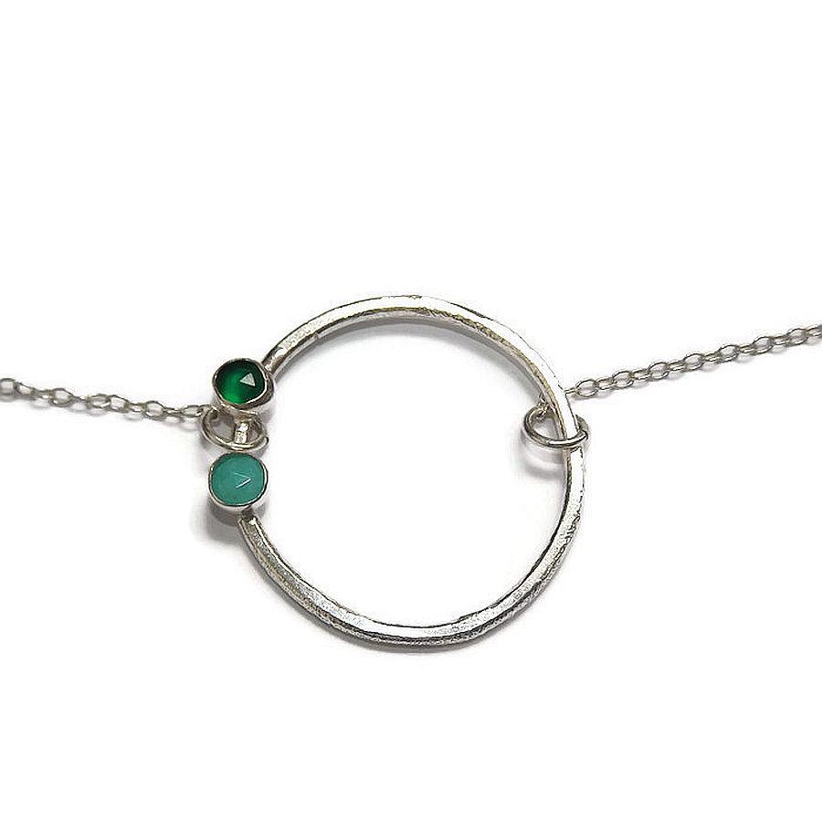 Amazonite, green onyx and sterling silver pendant