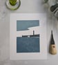 Whitby Pier Print, North Yorkshire Coast Linocut Print, Limited Edition - Image 1