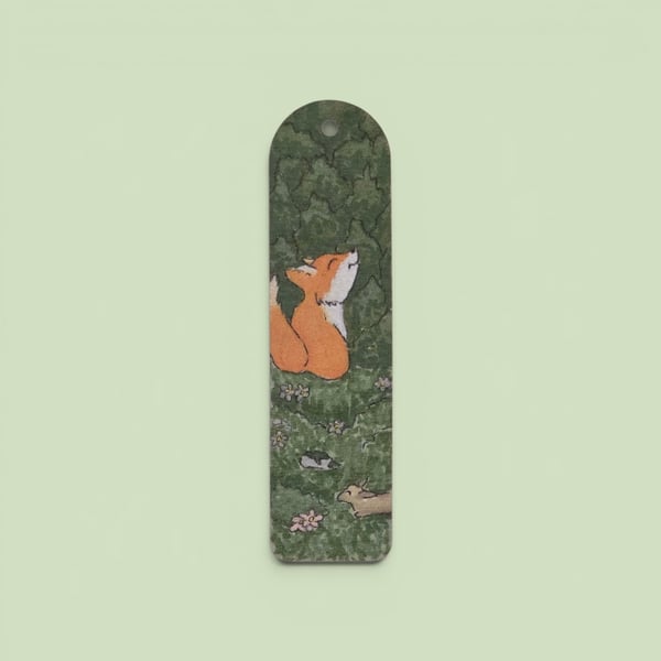 Cozy fox wooden bookmark