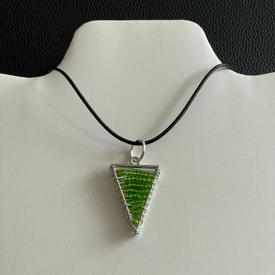 Green Beaded Triangular Pendant