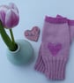 Pink Fingerless Gloves with Heart Design - Image 4