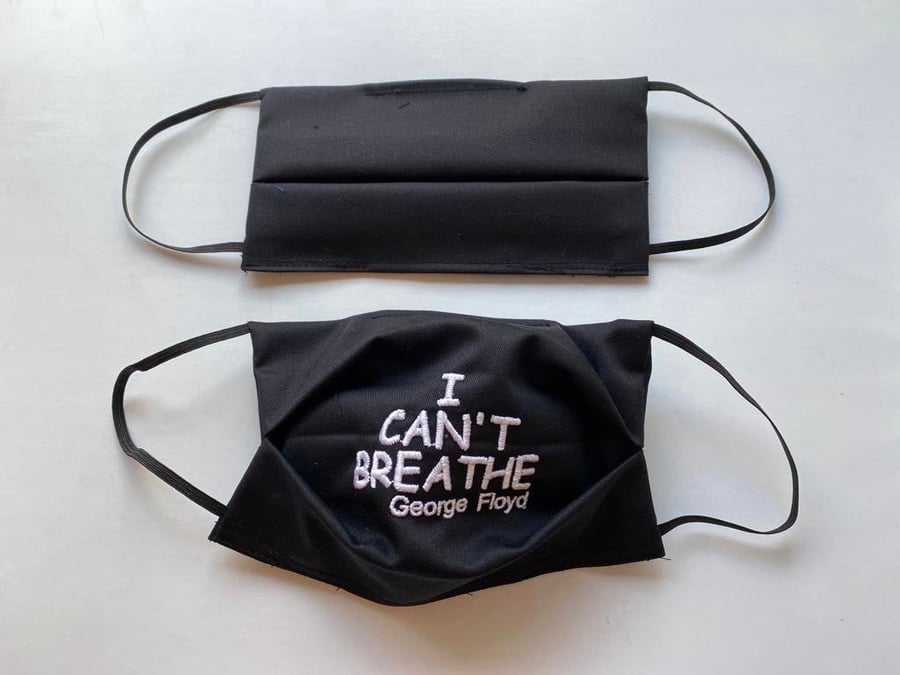 I CAN'T BREATHE. George Floyd Embroidered Face Mask Cover with filter pocket. Su