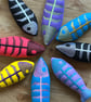 Skelefish……Embroidered  fish bones catnip kicker toy.