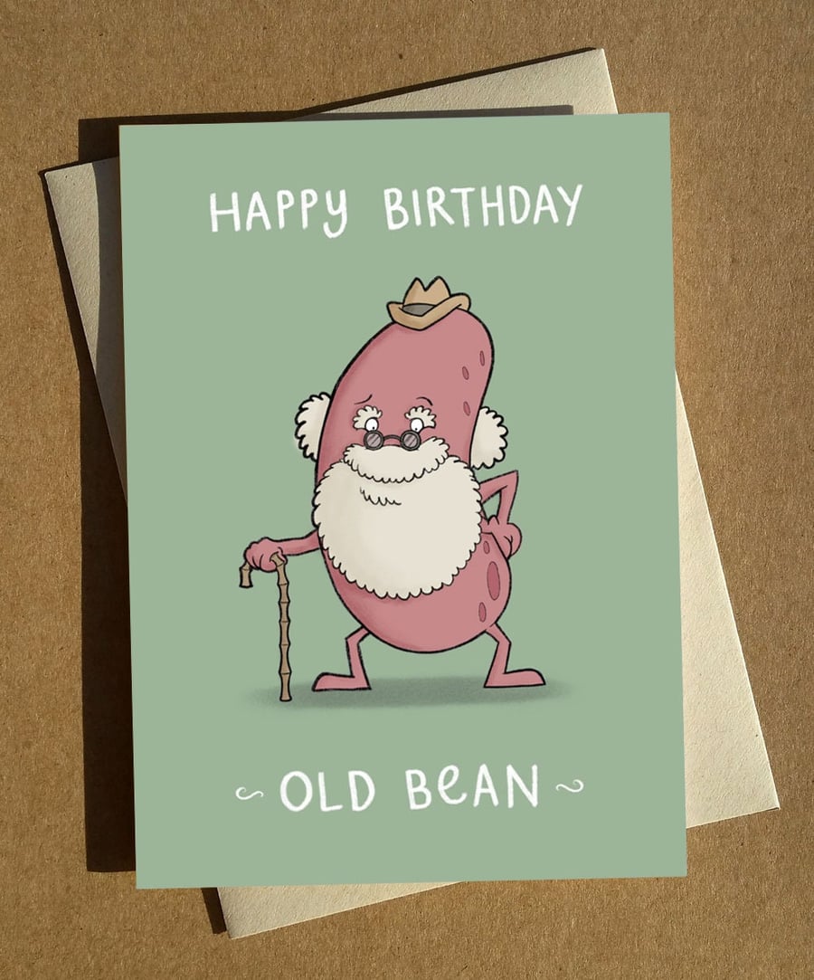 Happy Birthday Old Bean Greeting Card A6
