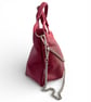Flossy - Red Leather Slouch Handbag with Chain Strap - Handmade Sustainable Bag - Image 6