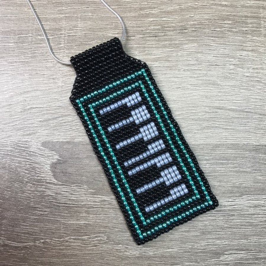 Fascinating Rhythm - Green Art Deco Piano Bead Loom Pendant Necklace 925 Silver