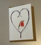 Robin in Heart A5 Christmas Greeting Cards 