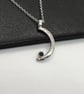 Sapphire crescent moon pendant sterling silver - Image 6