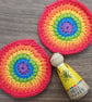 Rainbow crochet coasters - Image 1