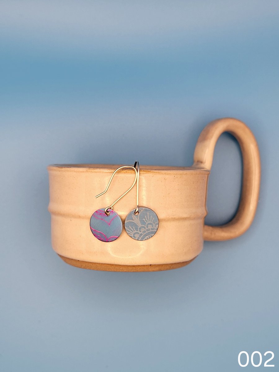 Handmade Aluminium and Silver Reversible Earrings - 002