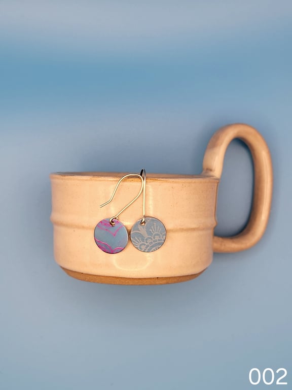 Handmade Aluminium and Silver Reversible Earrings - 002