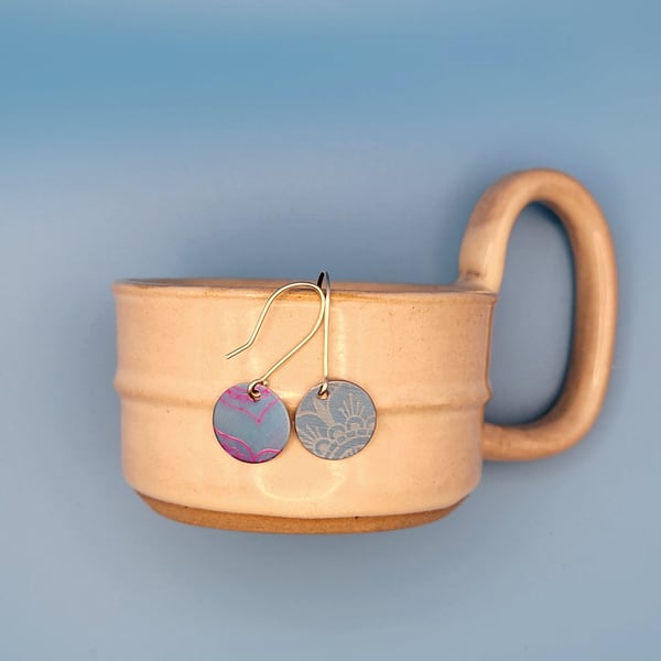 Handmade Aluminium and Silver Reversible Earrings - 002