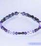 Swarovski and Hematite stretch beaded bracelet purple black - Image 1