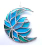 Lotus Moon Stained Glass Turquoise Flower Suncatcher  - Image 4