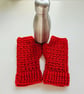 Ruby Red Crochet Fingerless Mitts, Handmade Wrist Warmers - Image 5