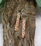 Earrings, Sterling Silver and Copper Heart and Dot Pattern Bar Droppers - Image 2
