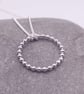 Sterling Silver Beaded Circle Pendant - Ring - Image 1