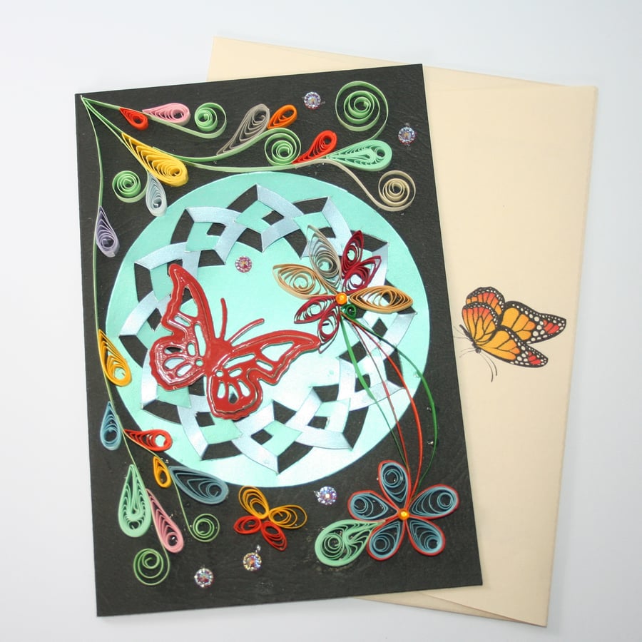 Floral Incire & Quilled Card A6