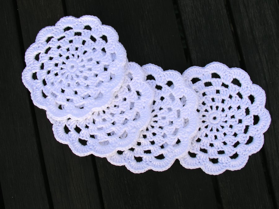 White crochet doilies set of 4