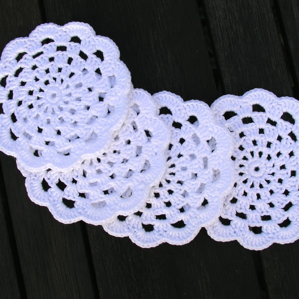 White crochet doilies set of 4