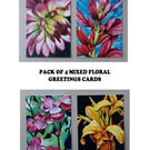 Floral Greetings cards. Pack of 4 designs.