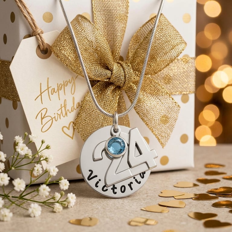 24th Birthday Gift - Personalised Necklace - Daughter Sister Granddaughter Niece