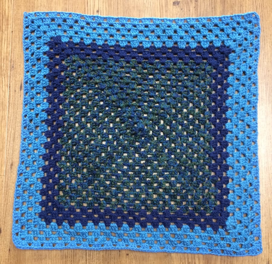 Blue Cat Pet Blanket Number 1 Hand Crocheted for Donation