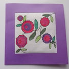 Christmas Card, Christmas Flowers Card, Cross Stitched Christmas Card