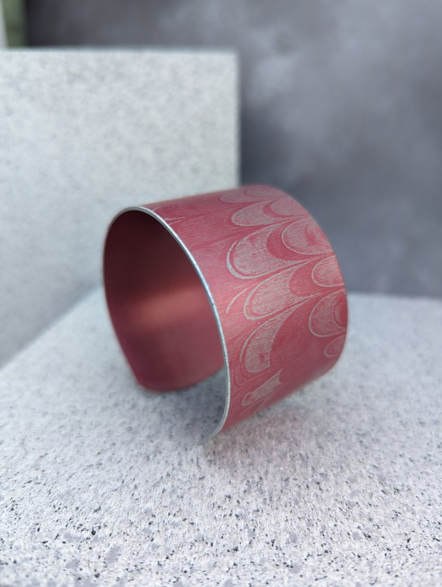 Rose pink aluminium cuff bangle - handcrafted statement jewellery