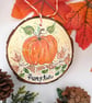 Pumpkin hand-painted log slice decoration 