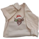 Child Christmas Sweatshirt, Cream Sweatshirt, Holiday Jumper, Highland Cow jumpe