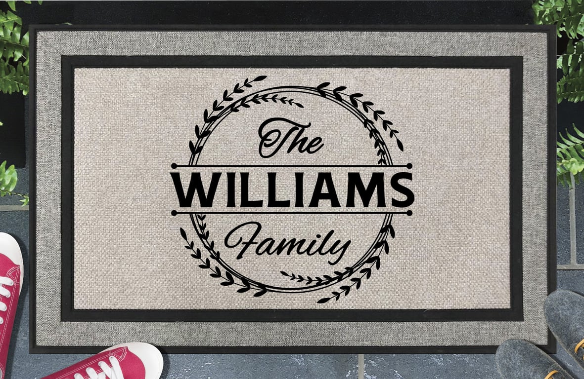Personalised Surname Door Mat - Customised Family Name Doormat - All Weather 