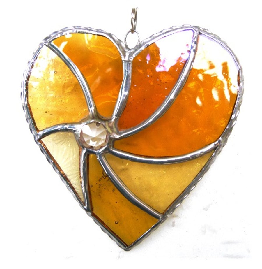 Golden Swirl Heart Stained Glass Suncatcher 054 Gold Wedding
