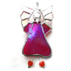 Angel Star Suncatcher Stained Glass Red Handmade 021