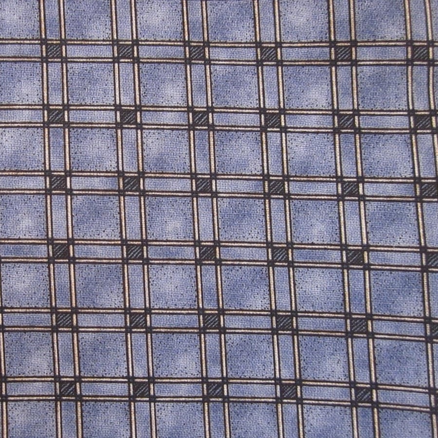 Denim Blue Trellis Check Semi Plain Cotton Fat Quarter
