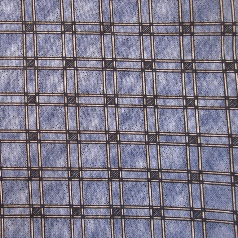 Denim Blue Trellis Check Semi Plain Cotton Fat Quarter