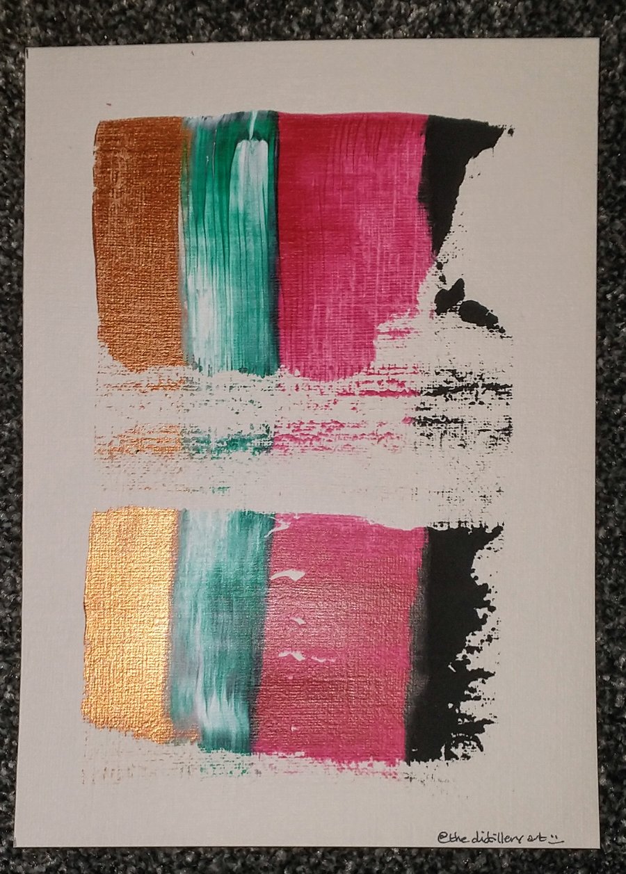 A5 Abstract Acrylic Pull Painting