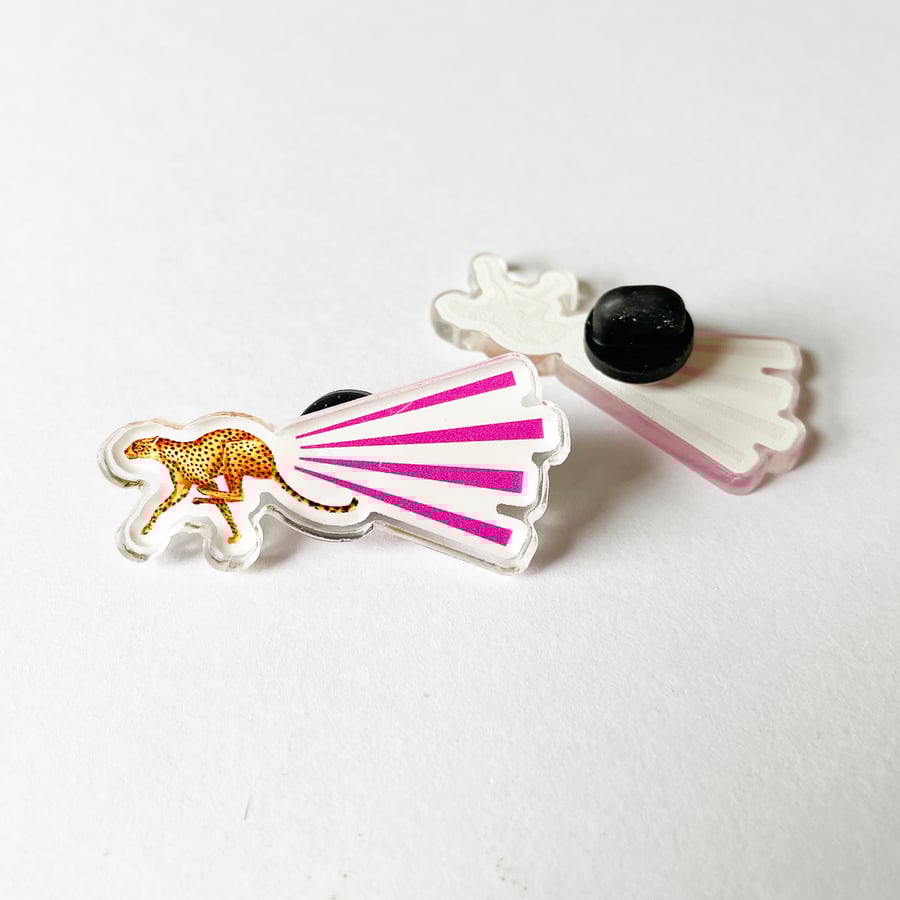 Cheetah Acrylic Brooch